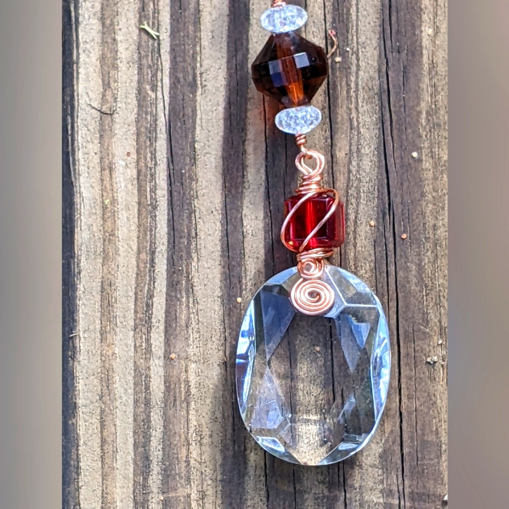 Window Prism Glass Sun Catcher Genuine Copper Wire Wrapped Window Art - Picture 12 of 16